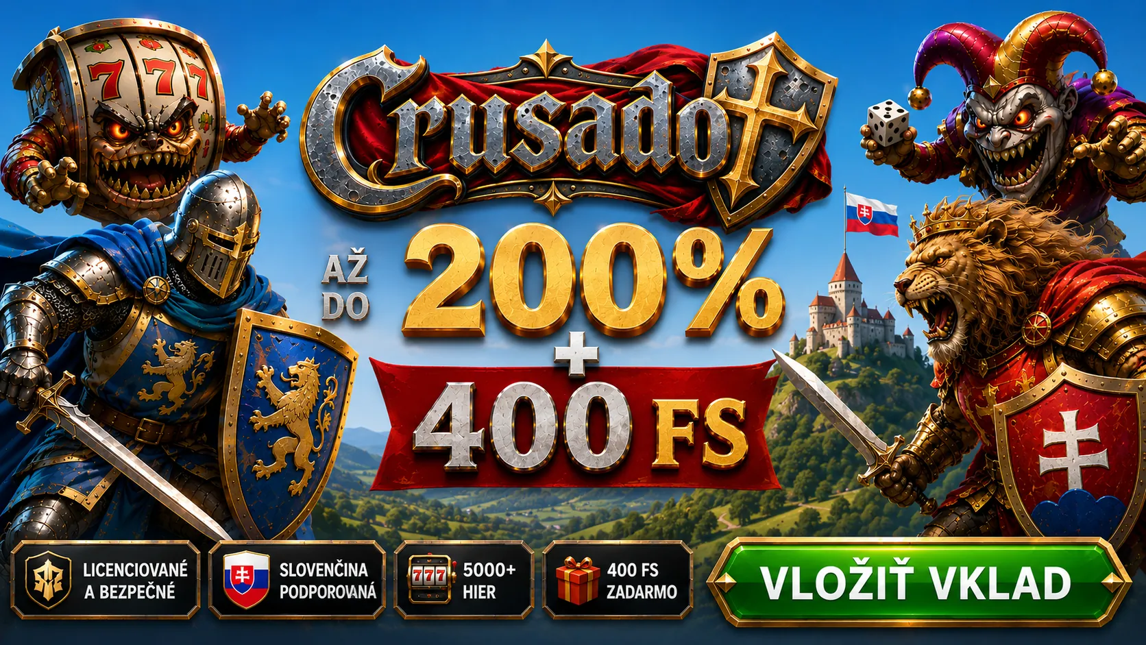 Uvítacia ponuka Crusado — bonus 200 % plus 400 voľných točení